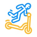 fall scooter accident color icon vector illustration