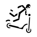 fall scooter accident glyph icon vector illustration