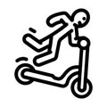 fall scooter accident line icon vector illustration