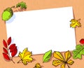 Fall season banner. Autumn frame with bright leaves and acorn. Royalty Free Stock Photo