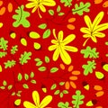 Fall season floral seamless pattern. Autumn background