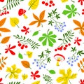 Fall season floral seamless pattern. Autumn background for text