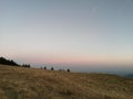 Fall season at the mountain with colorfully trees, meadows and hills