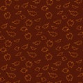 Fall season seamless pattern with leafs on brown background vector illustration Royalty Free Stock Photo