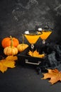 Fall Seasonal Cocktail Pumpkin Martini or Pumpkintini with Black Salt Rim