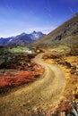 Fall slopes of the resort of Zarmatt are a local landmark and a bright beautiful landscape with the famous Matterhorn peak in Royalty Free Stock Photo