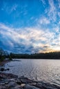 Fall sunrise by lake