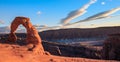 Fall Sunset and Colors on Delicate Arch, Arches National Park, Utah Royalty Free Stock Photo