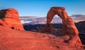 Fall Sunset and Colors on Delicate Arch, Arches National Park, Utah Royalty Free Stock Photo