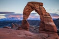 Fall Sunset and Colors on Delicate Arch, Arches National Park, Utah Royalty Free Stock Photo