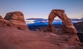 Fall Sunset and Colors on Delicate Arch, Arches National Park, Utah Royalty Free Stock Photo