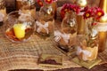 Fall and table decorations in nature Royalty Free Stock Photo