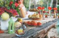 Fall and table decorations in nature Royalty Free Stock Photo
