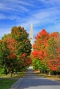 Fall trees and Bennington Monument Royalty Free Stock Photo