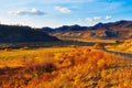 The fall trees and hills sunset Royalty Free Stock Photo