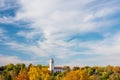 Fall trees souround the train Depot in Boise Idaho Royalty Free Stock Photo