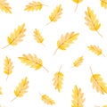 Fall vibes. Watercolor seamless pattern of yellow leaf for print. Royalty Free Stock Photo