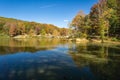 Autumn View of Pandapas Pond in Giles County, Virginia, USA Royalty Free Stock Photo