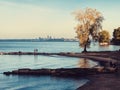 A fall view of the Cleveland Skyline from Huntington Park - Bay Village - Ohio - USA