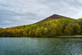 Fall View of Sharp Top Mountain and Abbott Lake Royalty Free Stock Photo