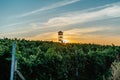 Fall vineyards,Palava region,South Moravia,Czech Republic.Rural landscape at sunset, panoramic view of vineyard and observation Royalty Free Stock Photo