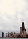 Chicago city view from lakeside trail, late afternoon skyline Royalty Free Stock Photo