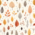 Fall watercolor seamless pattern background, AI generated, generative AI Royalty Free Stock Photo