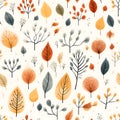 Fall watercolor seamless pattern background, AI generated, generative AI Royalty Free Stock Photo