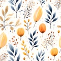 Fall watercolor seamless pattern background, AI generated, generative AI Royalty Free Stock Photo