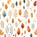 Fall watercolor seamless pattern background, AI generated, generative AI Royalty Free Stock Photo