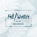 Fall Winter sale poster with leaves background