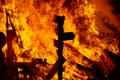 Fallas fire burning in Valencia fest at March 19 th Royalty Free Stock Photo