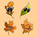 smiley, angry, funny, and happy fall autumn leaves emote.