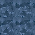 Fallen autumn foliage in the moonlight. Abstract pattern, seamless background Royalty Free Stock Photo