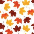 Fallen autumn leaves seamless background pattern texture