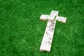 Fallen and broken down marble cross Royalty Free Stock Photo