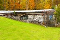 Fallen down barn in fall Royalty Free Stock Photo