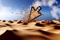 Fallen Down Error Crashed Computer Mouse Cursor Pixel Pointer in Desert - 3d Illustration