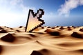 Fallen Down Error Crashed Computer Mouse Cursor Pixel Pointer in Desert - 3d Illustration