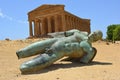 Fallen Icarus in front of Temple Concordia Italy Royalty Free Stock Photo