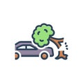 Color illustration icon for Fallen, car and disaster