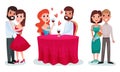 Fallen in Love Couples Dating Vector Illustration Set Royalty Free Stock Photo