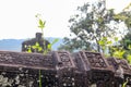 Fallen pillar during vietnam war in the ruined Hindu temples at My Son Sanctuary Royalty Free Stock Photo