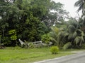 Fallen plane on the edge of Imelchol village in Peleliu island, Palau.