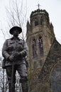 fallen soldier of the great war in front of st paul`s church in heaton moor