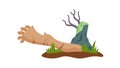 Fallen tree, natural disaster and environmental damage icon, vector design Generative AI Royalty Free Stock Photo