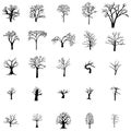 Fallen Tree silhouette set Royalty Free Stock Photo