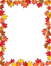 Fall Leaves Border  on White Background. Royalty Free Stock Photo