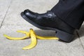 Falling on a banana skin Royalty Free Stock Photo