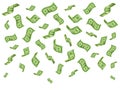 Falling banknotes. Wealth money denominations rain, falling dollar bills and raining dollars vector cartoon concept Royalty Free Stock Photo